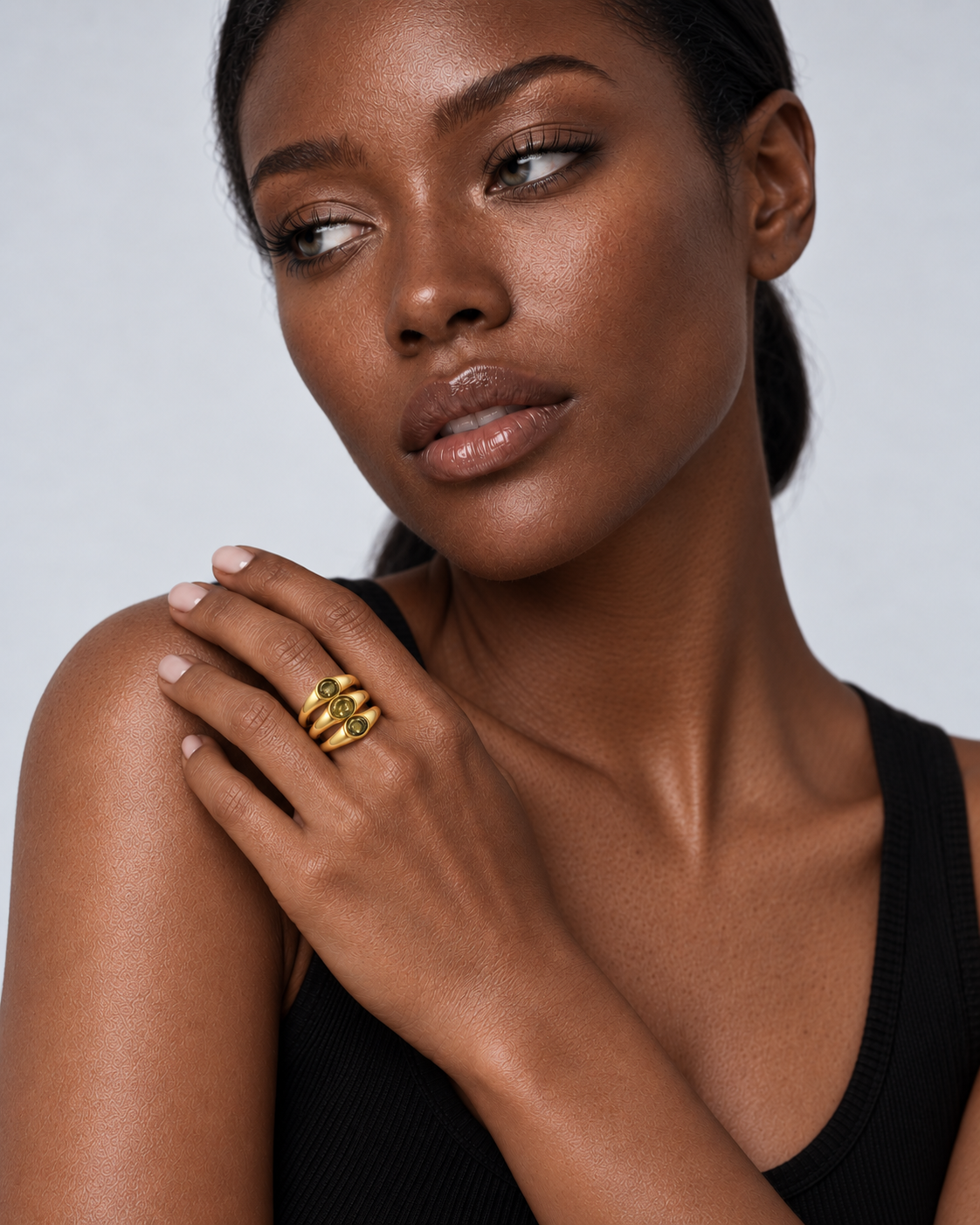 Crystal Trilogy Ring | 18K Gold