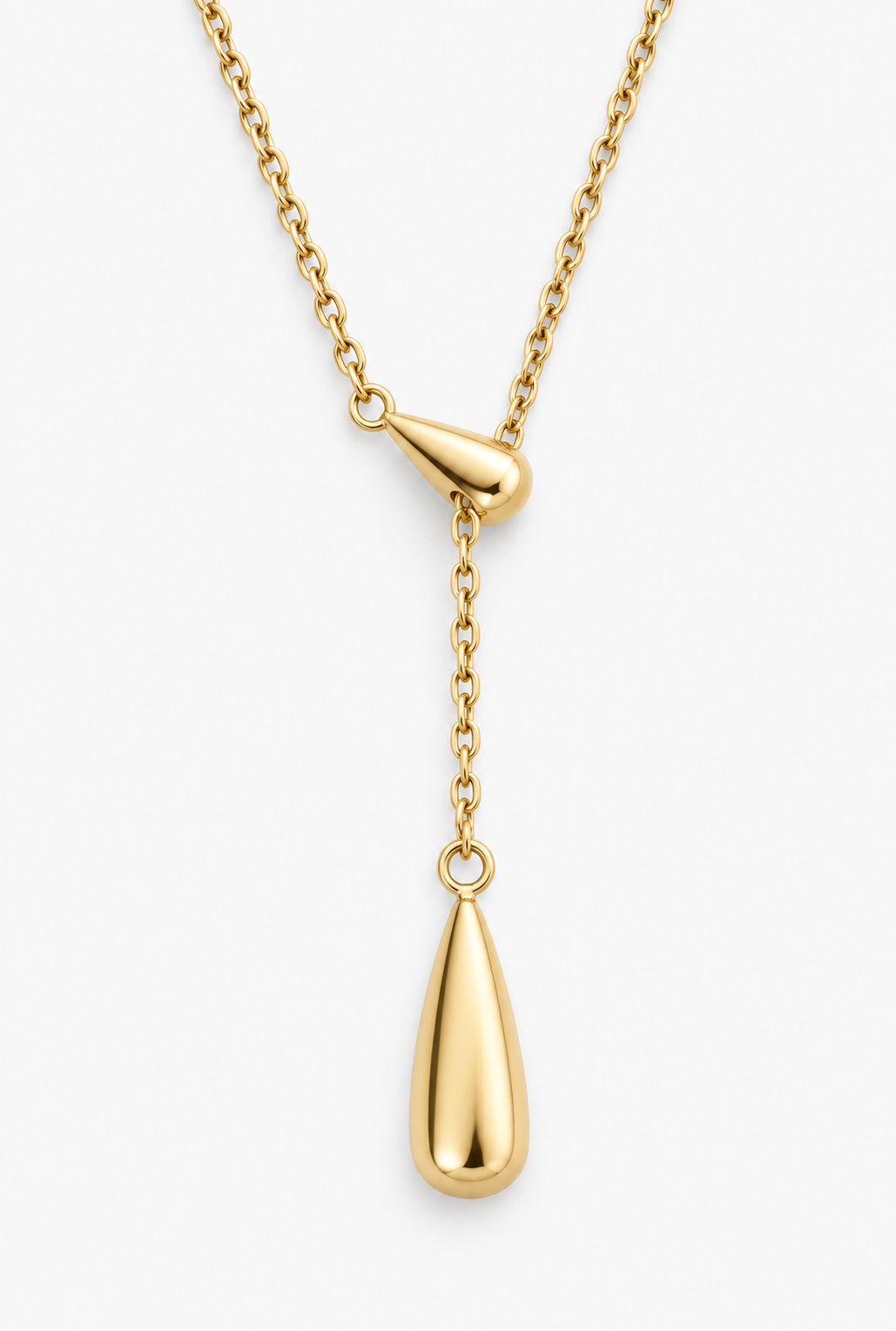 Teardrop Lariat Necklace | 18K Gold