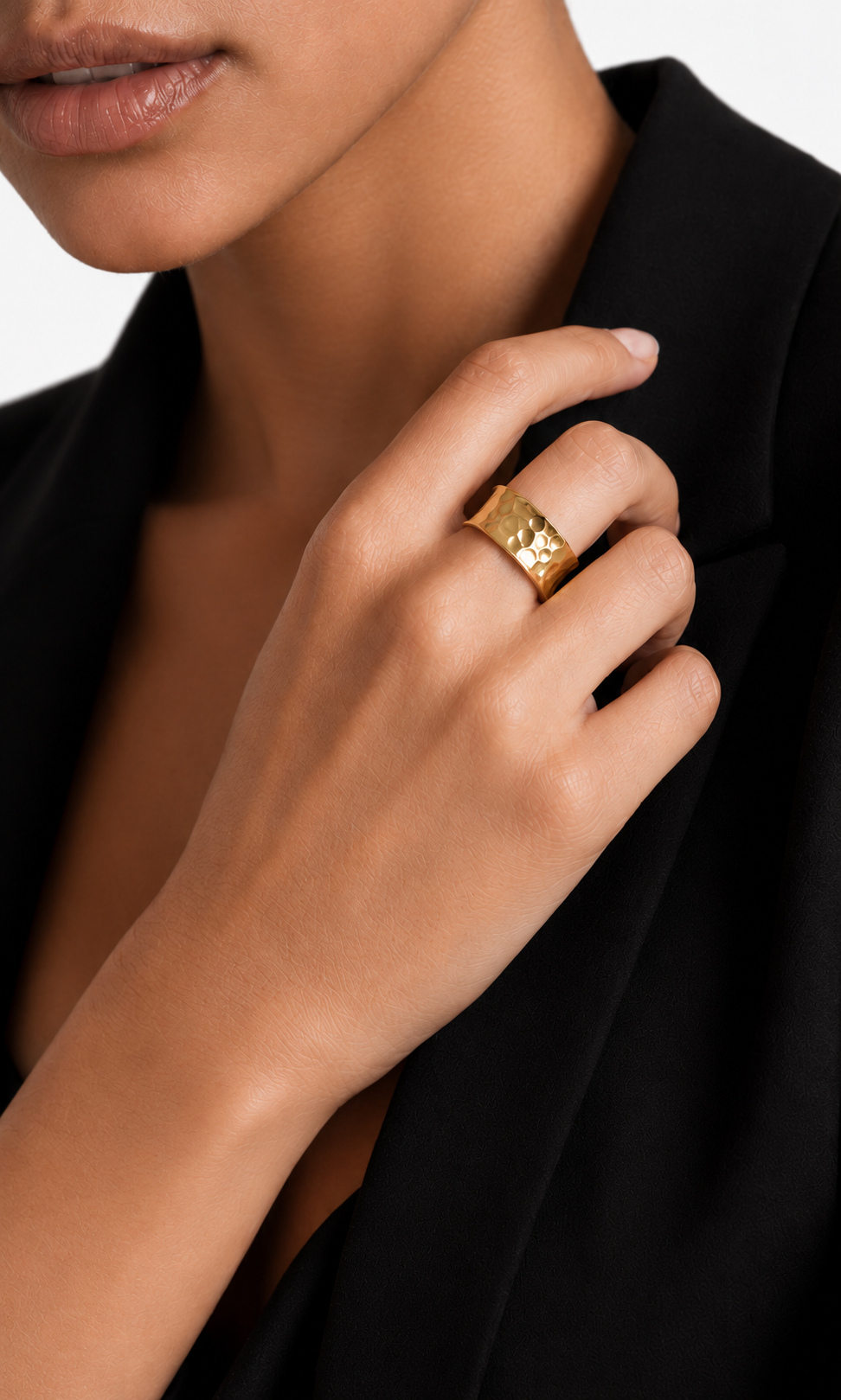 Hammered Cuff Ring | 18K Gold