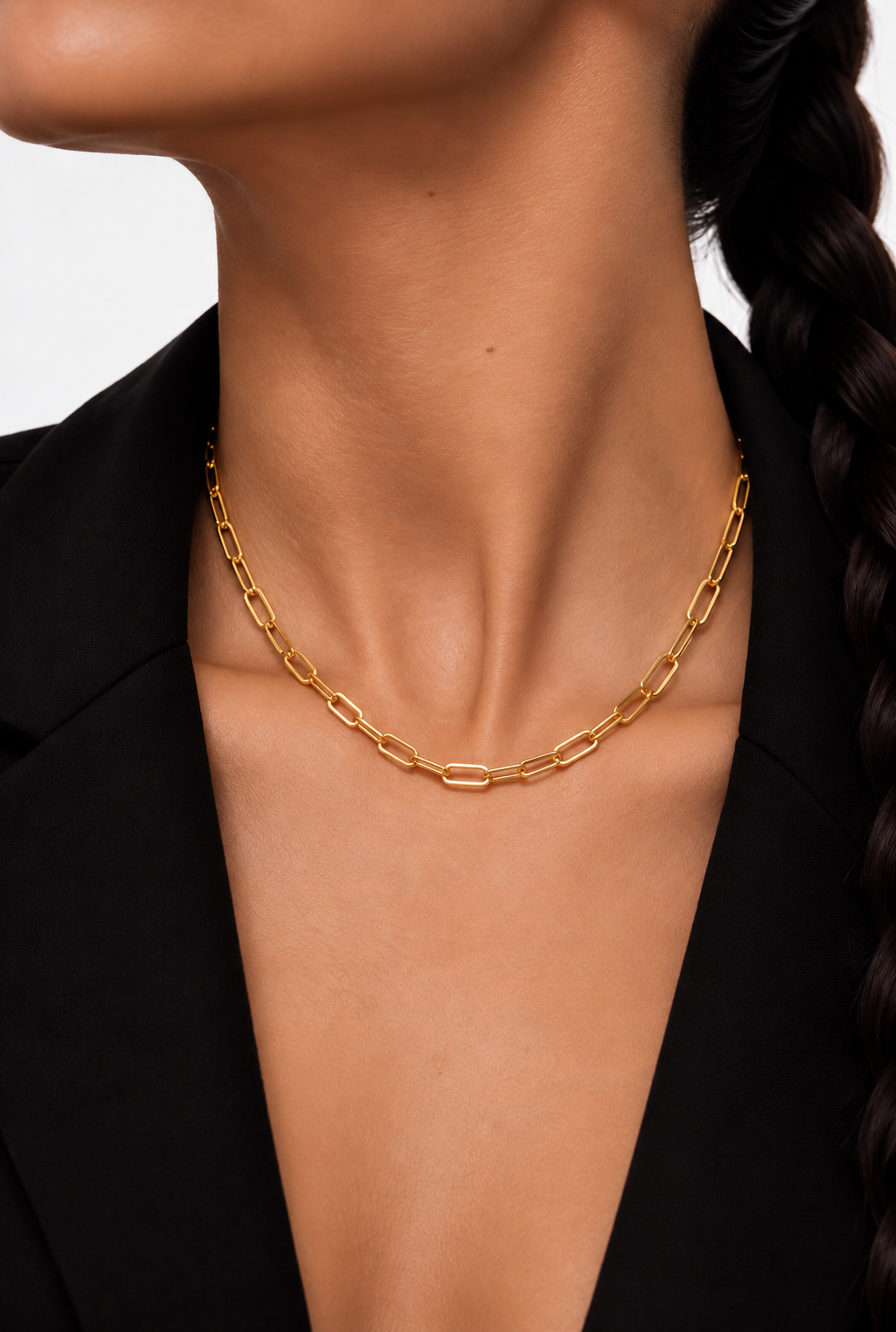 Paperclip Chain Necklace | 18K Gold