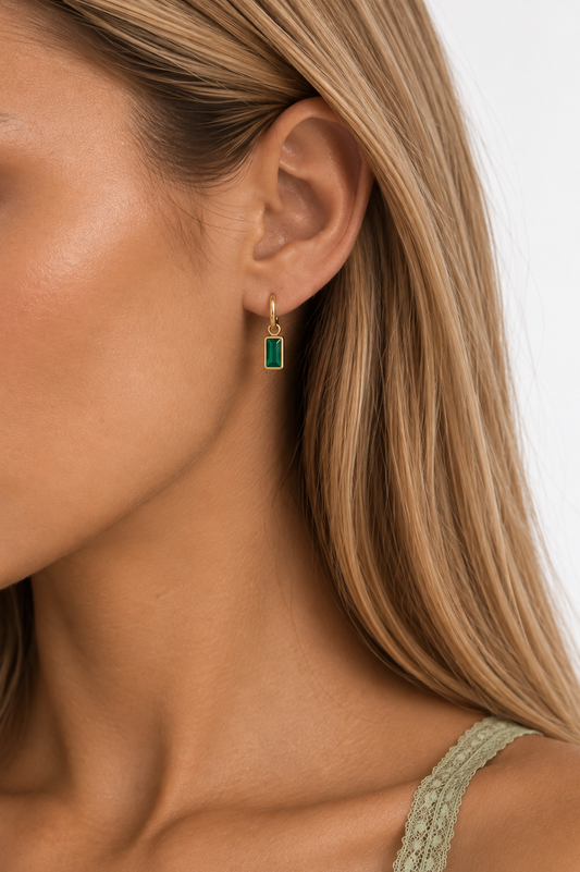 Baguette Huggie Hoops | 18K Gold