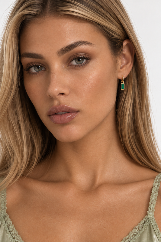 Baguette Huggie Hoops | 18K Gold