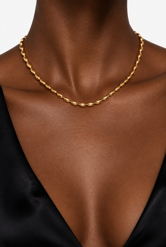 Beaded Chain Necklace | 18K Gold