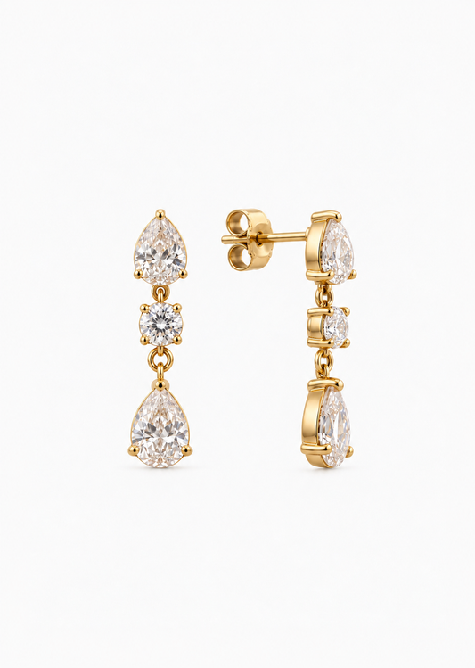 Crystal Drop Earrings | 18K Gold