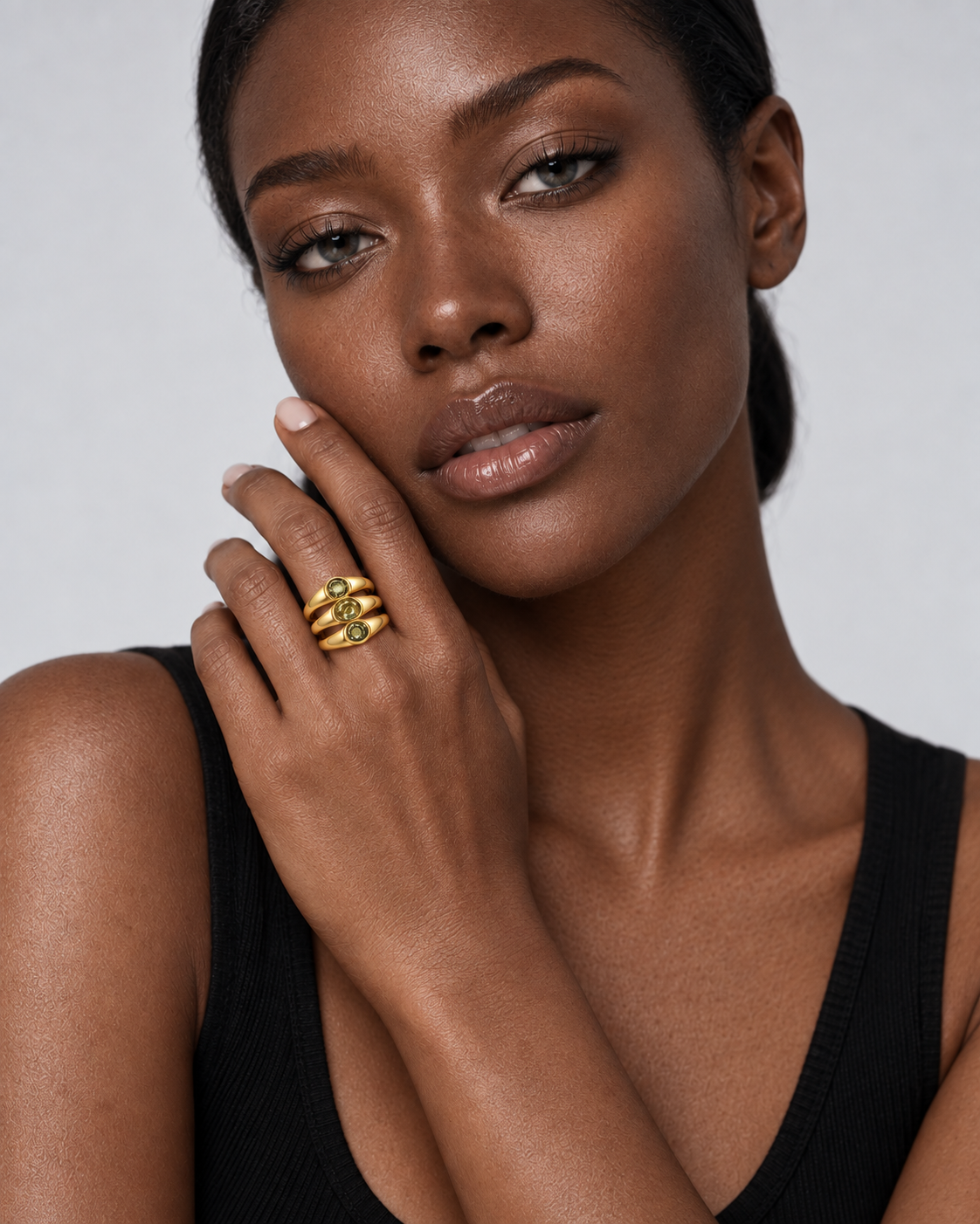 Crystal Trilogy Ring | 18K Gold