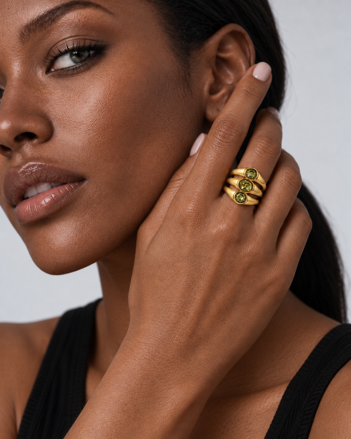 Crystal Trilogy Ring | 18K Gold