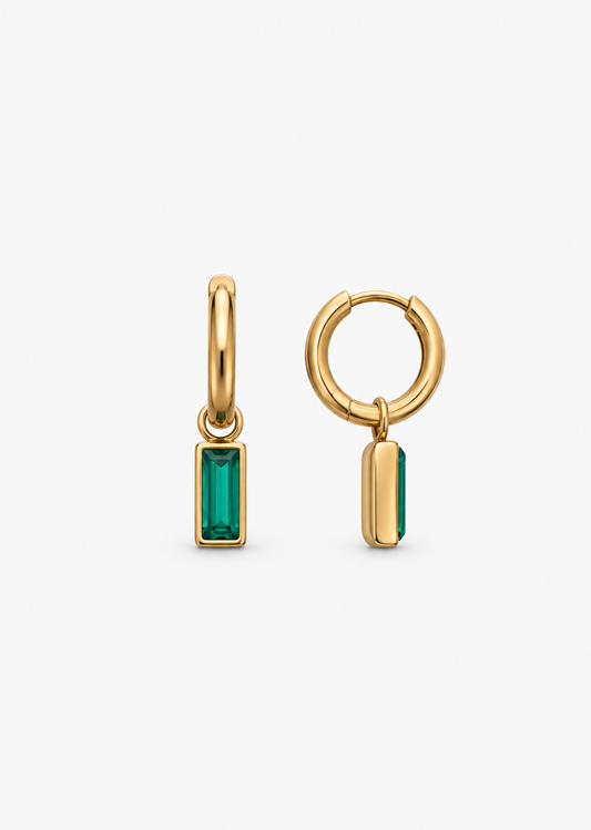 Baguette Huggie Hoops | 18K Gold