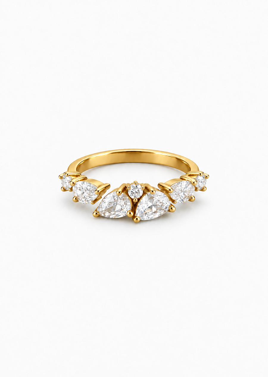 Crystal Promise Ring | 18K Gold