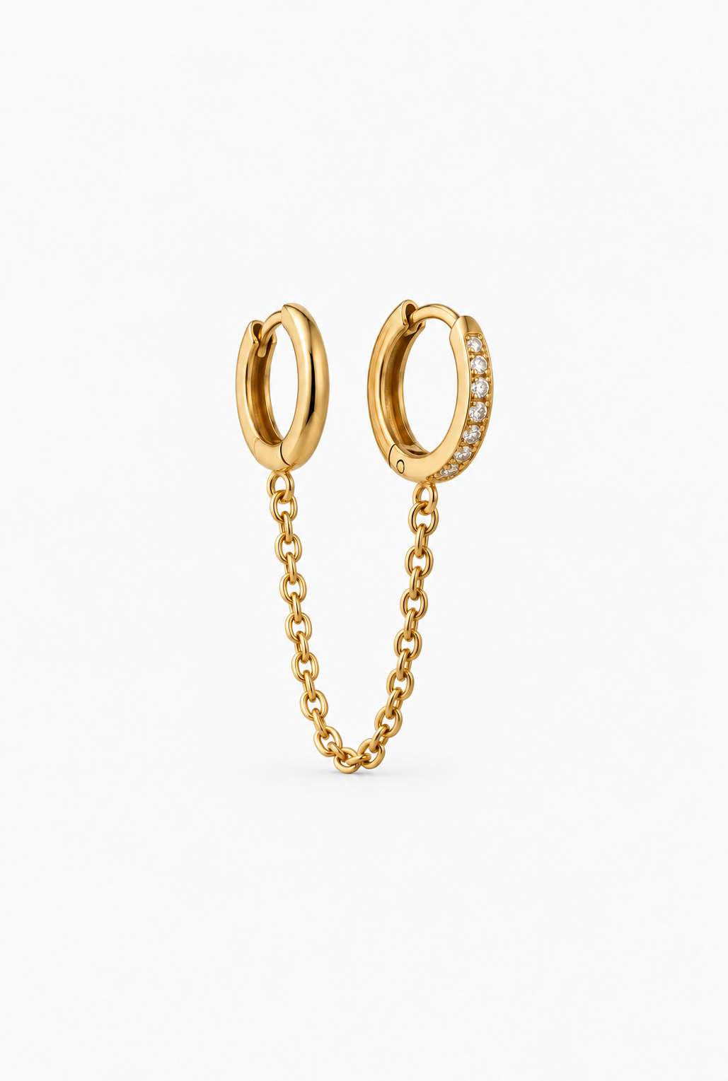 Duo Link Earring  | 18K Gold