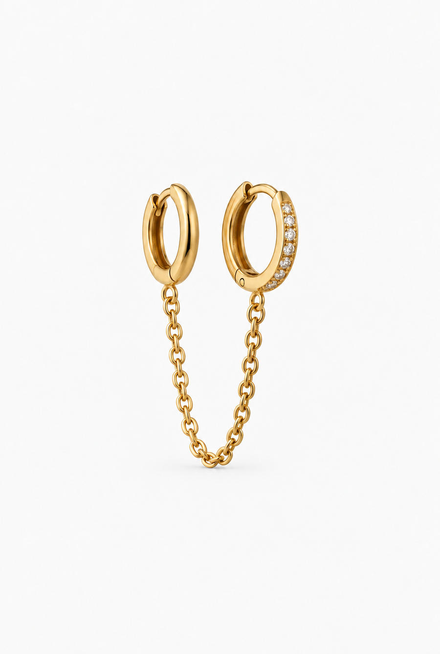 Duo Link Earring  | 18K Gold