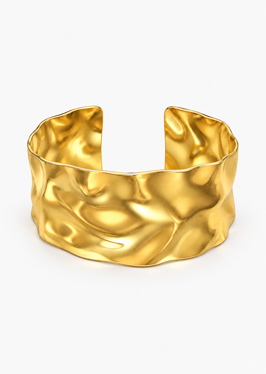 Hammered Cuff Bracelet | 18K Gold