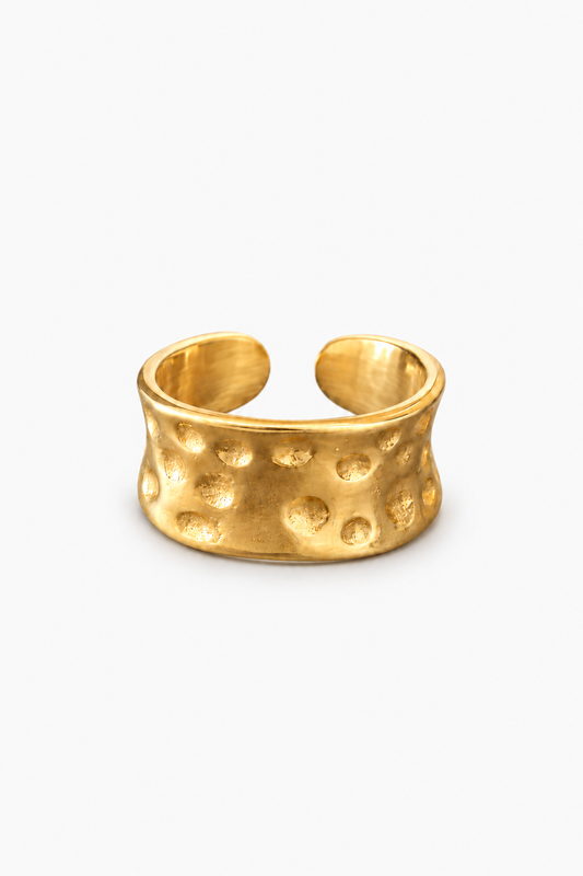 Hammered Cuff Ring | 18K Gold