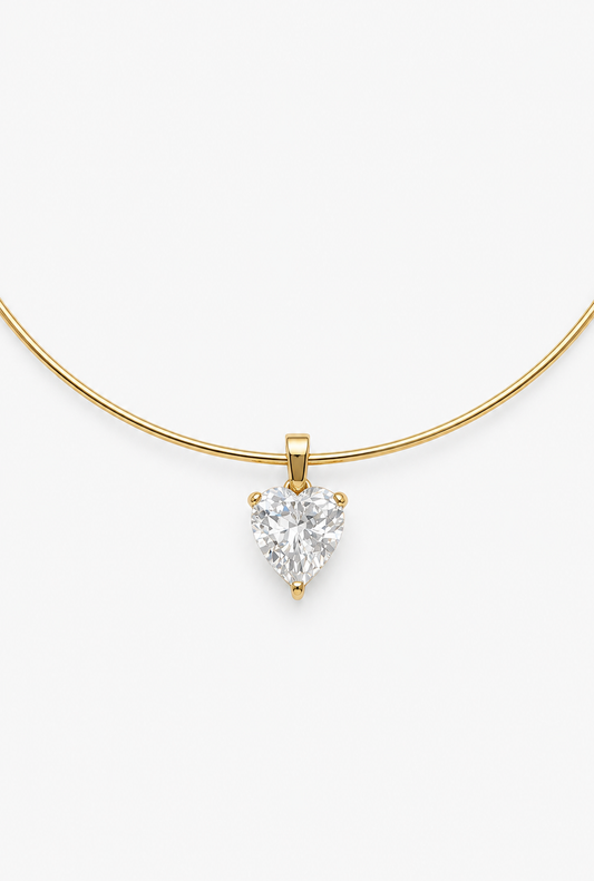 Heart Solitaire Choker | 18K Gold