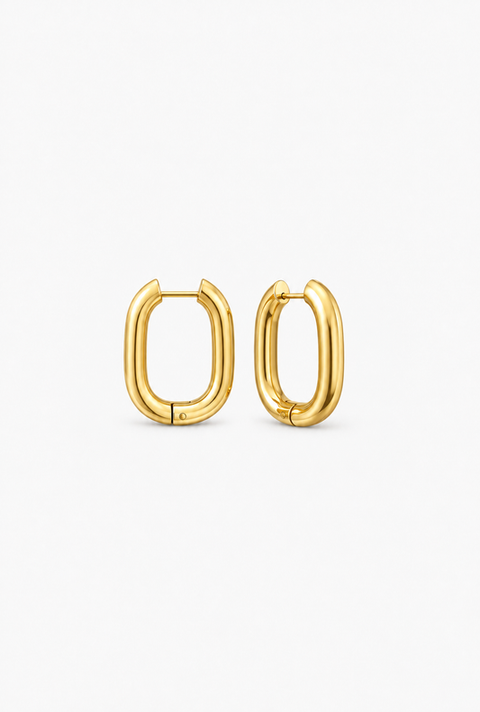 Oval Hoop Earrings | 18K Gold