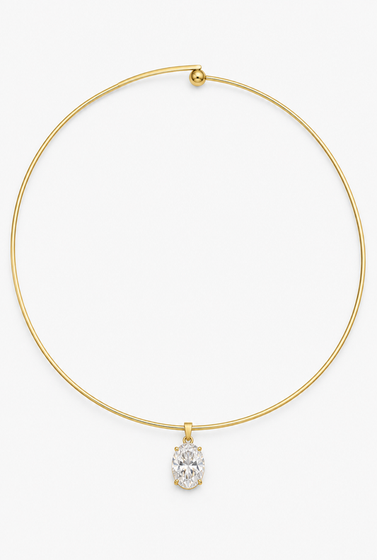 Oval Solitaire Choker | 18K Gold