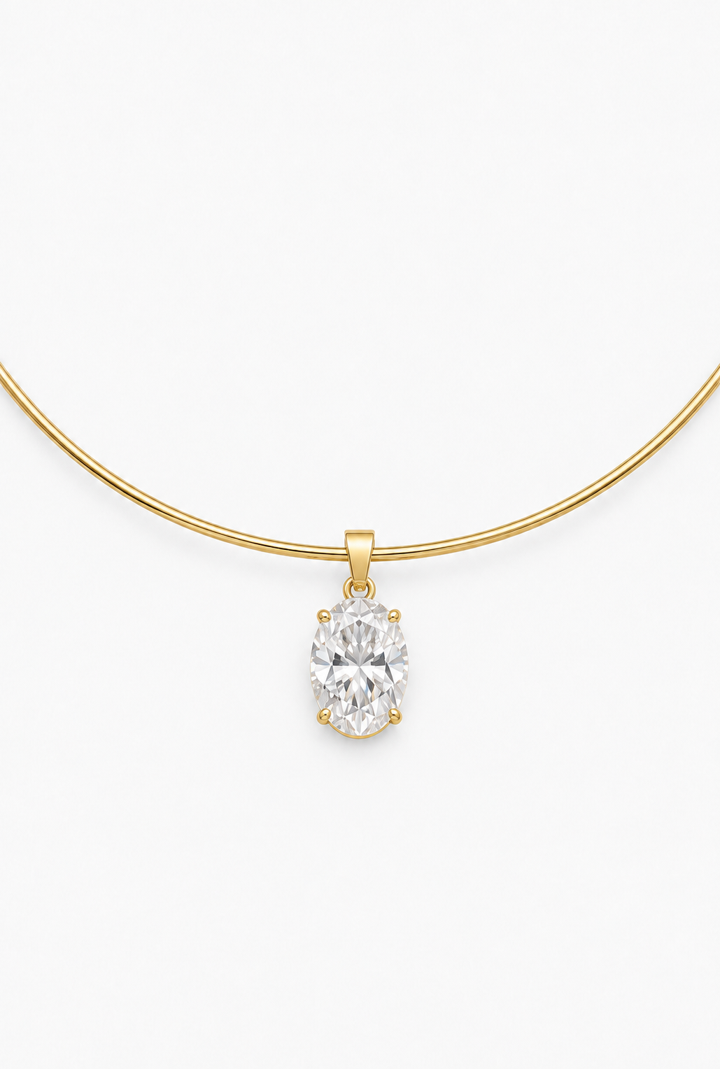 Oval Solitaire Choker | 18K Gold
