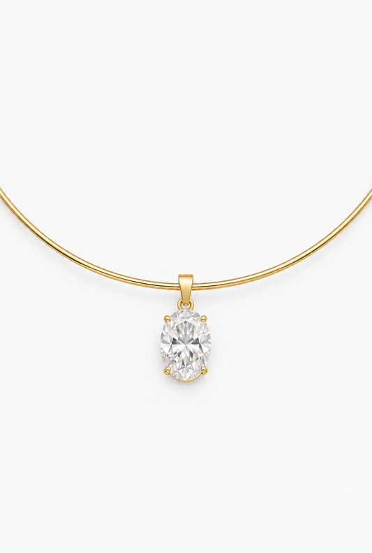 Oval Solitaire Choker | 18K Gold