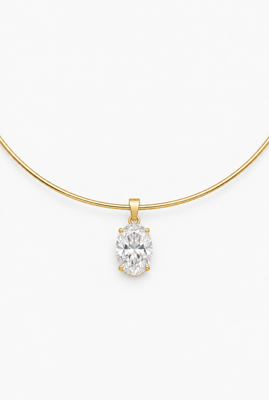 Oval Solitaire Choker | 18K Gold