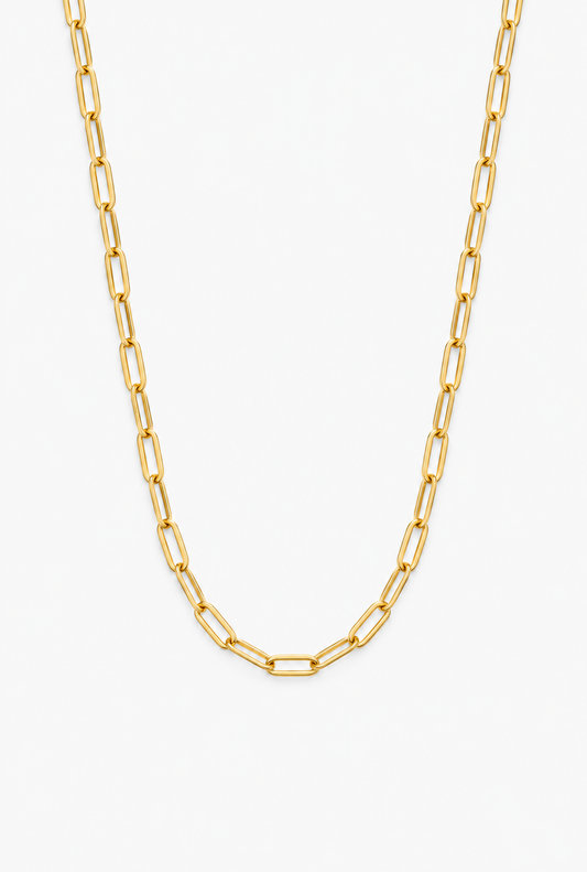 Paperclip Chain Necklace | 18K Gold