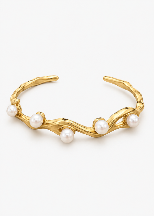 Pearl Cuff Bracelet | 18K Gold