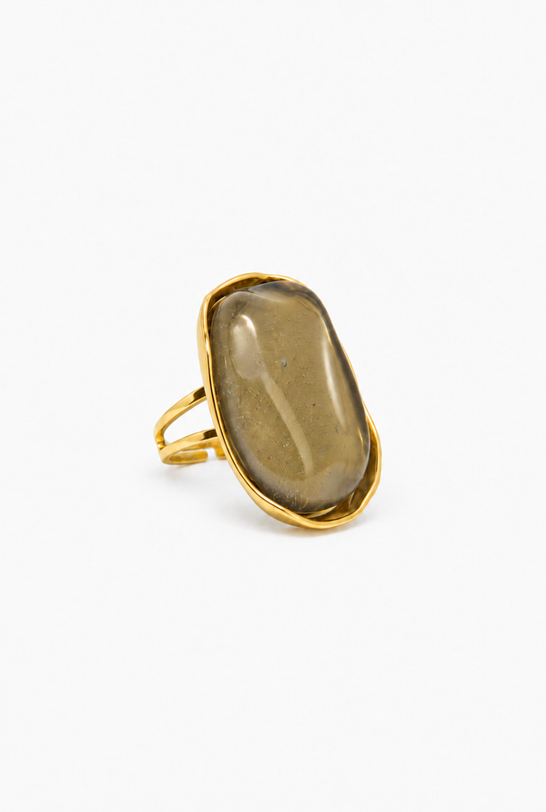 Sculpted Glass Ring | 18K Gold