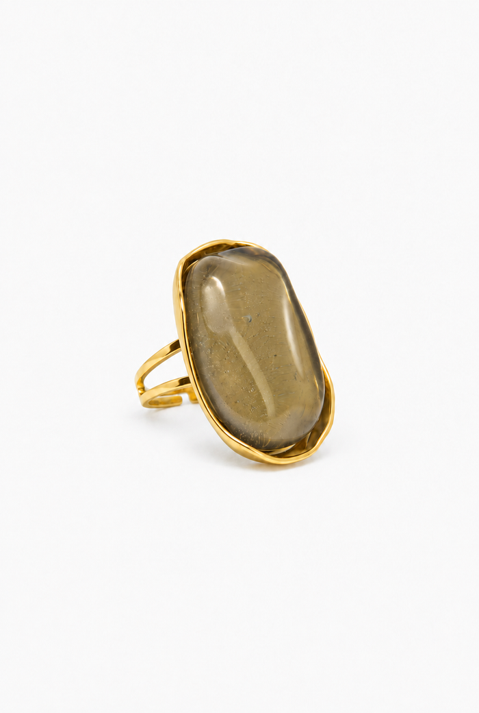 Sculpted Glass Ring | 18K Gold