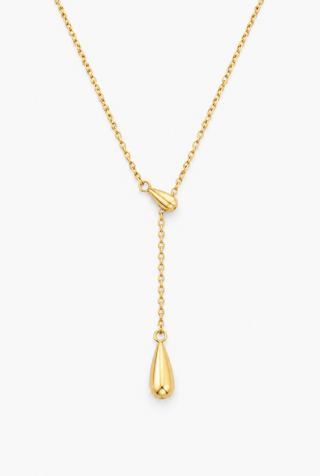 Teardrop Lariat Necklace | 18K Gold