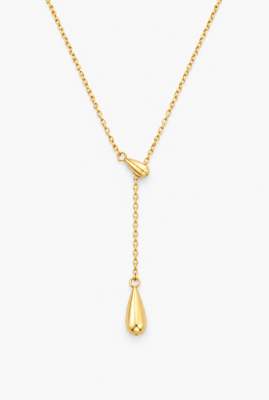 Teardrop Lariat Necklace | 18K Gold