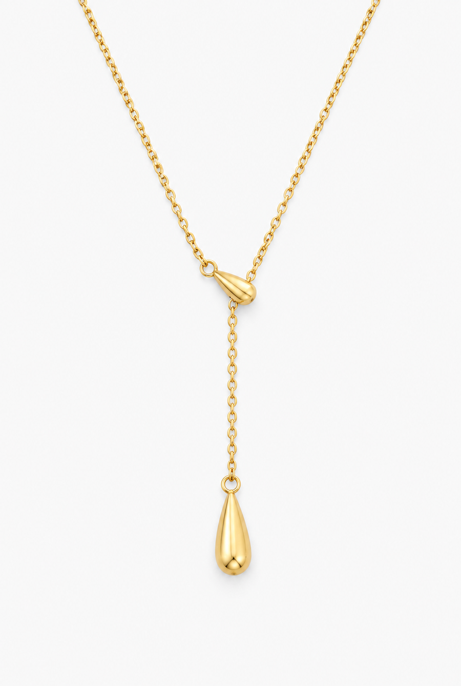 Teardrop Lariat Necklace | 18K Gold