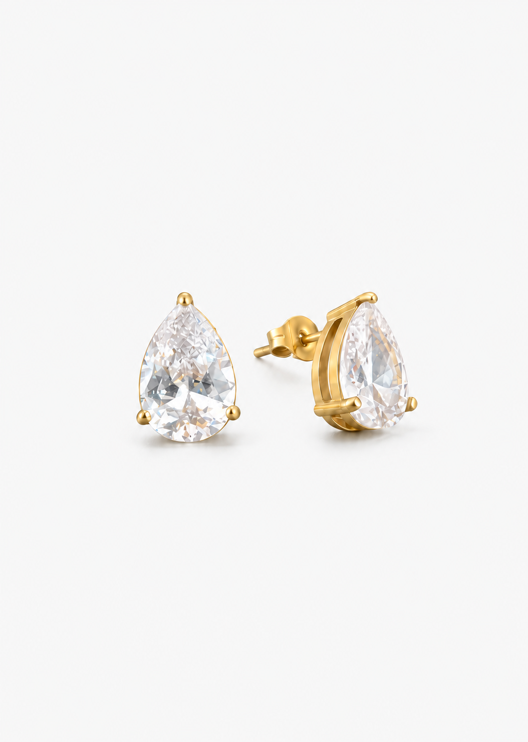Teardrop Solitaire Studs | 18K Gold