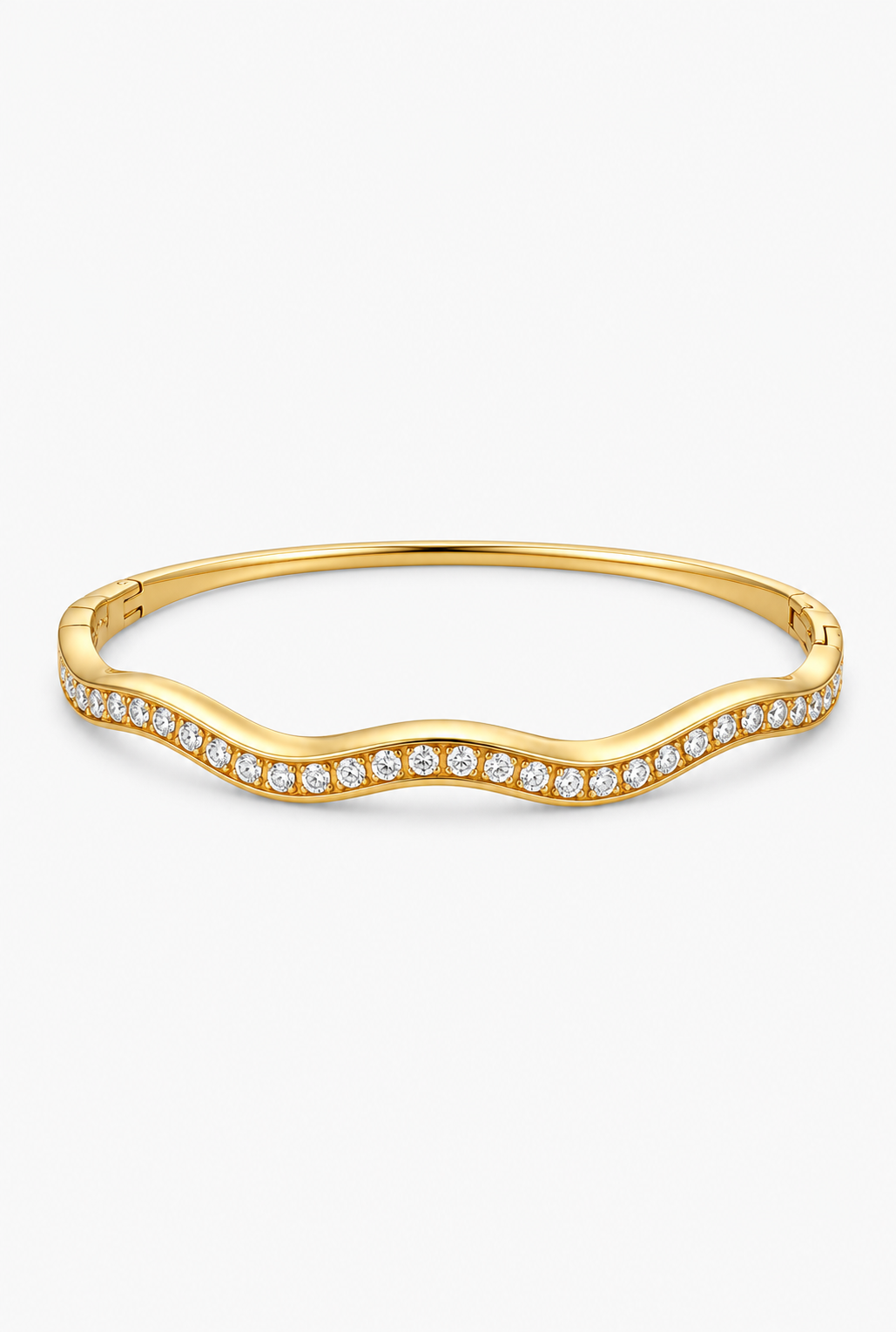 Wave Crystal Bangle | 18K Gold