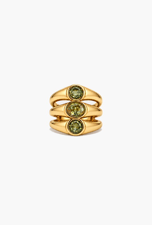 Crystal Trilogy Ring | 18K Gold