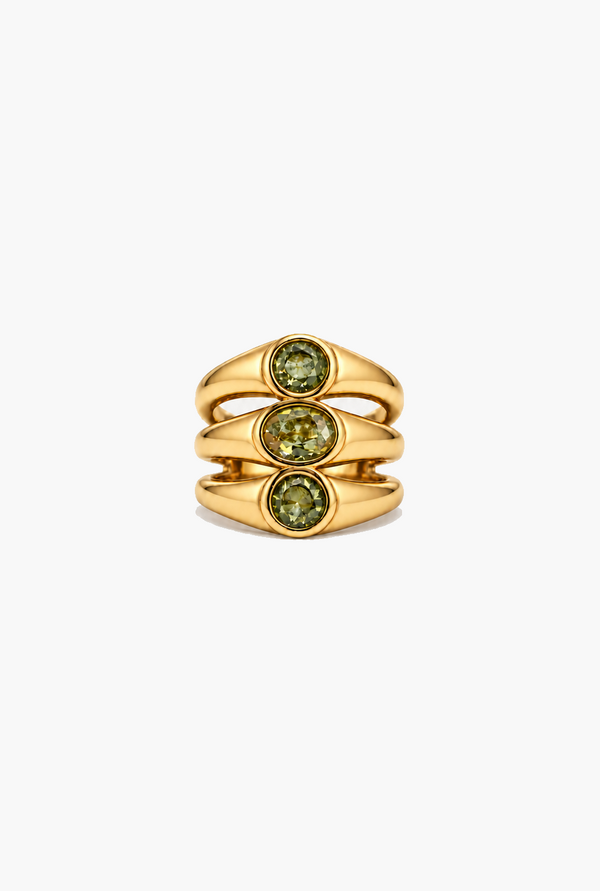 Crystal Trilogy Ring | 18K Gold