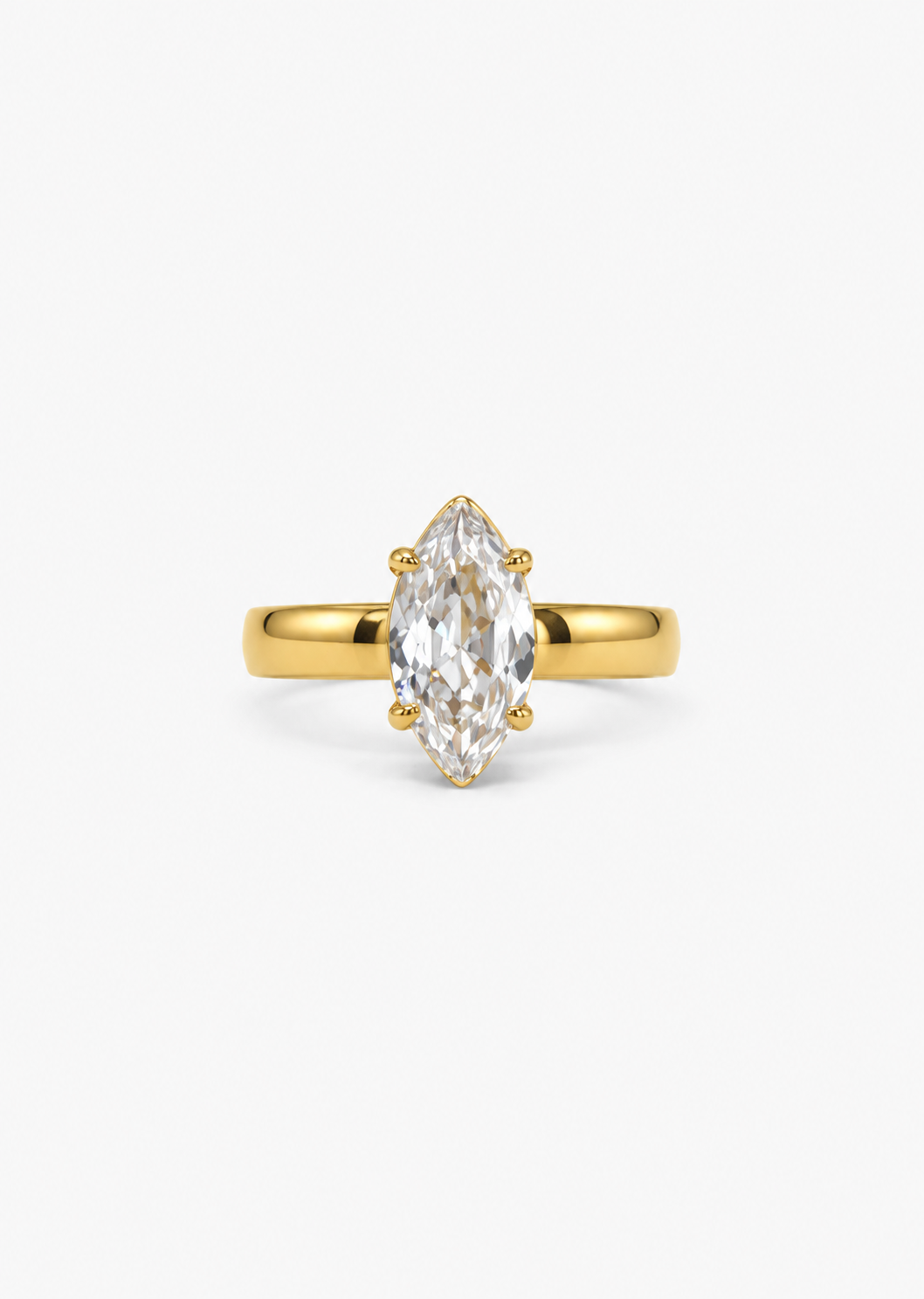 Marquise Solitaire Ring | 18K Gold
