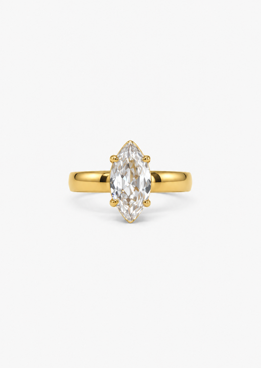 Marquise Solitaire Ring | 18K Gold
