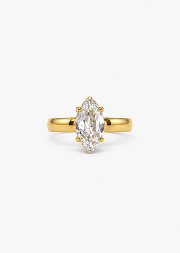 Marquise Solitaire Ring | 18K Gold