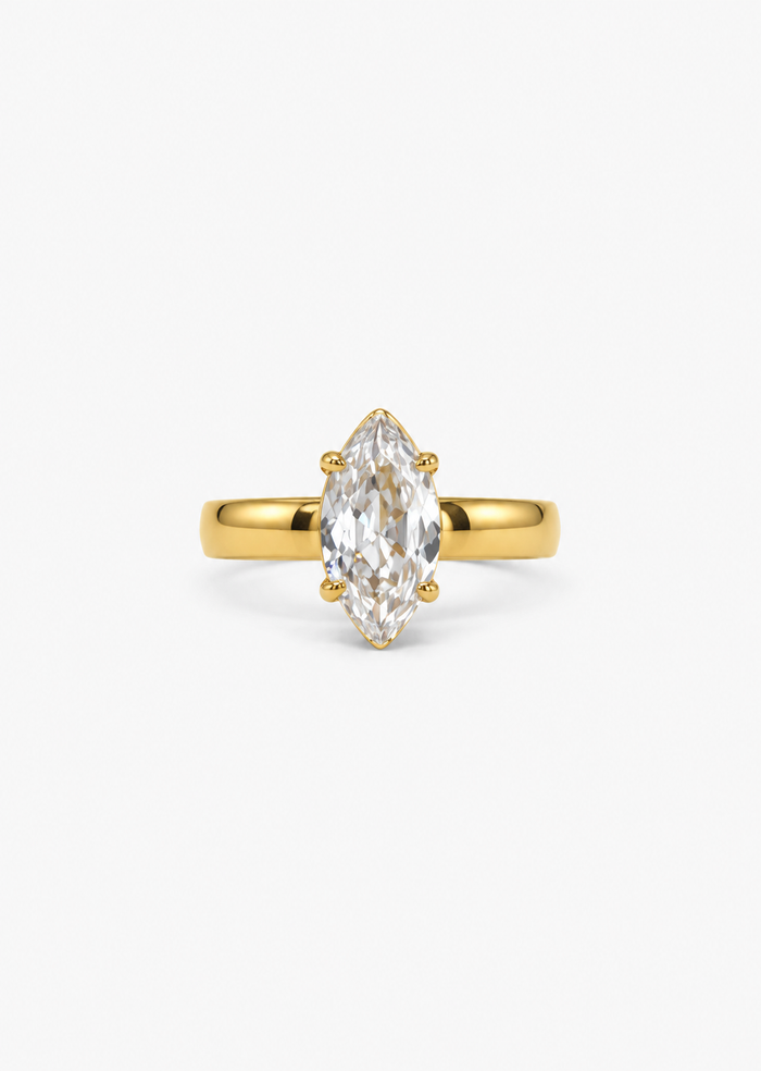 Marquise Solitaire Ring | 18K Gold