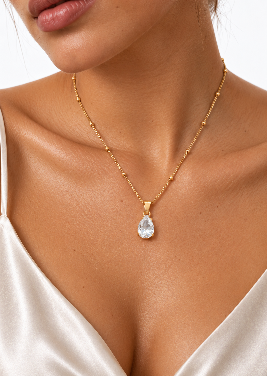 Diamond Drop Necklace | 18K Gold