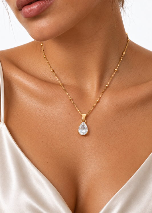 Diamond Drop Necklace | 18K Gold