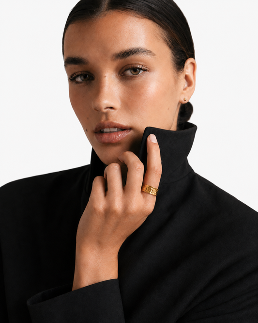 Hammered Cuff Ring | 18K Gold