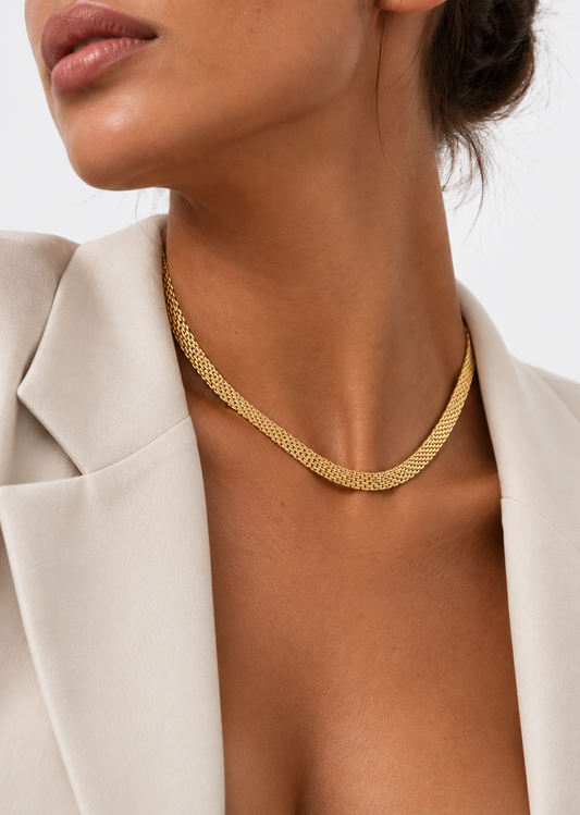 Herringbone Chain Necklace | 18K Gold