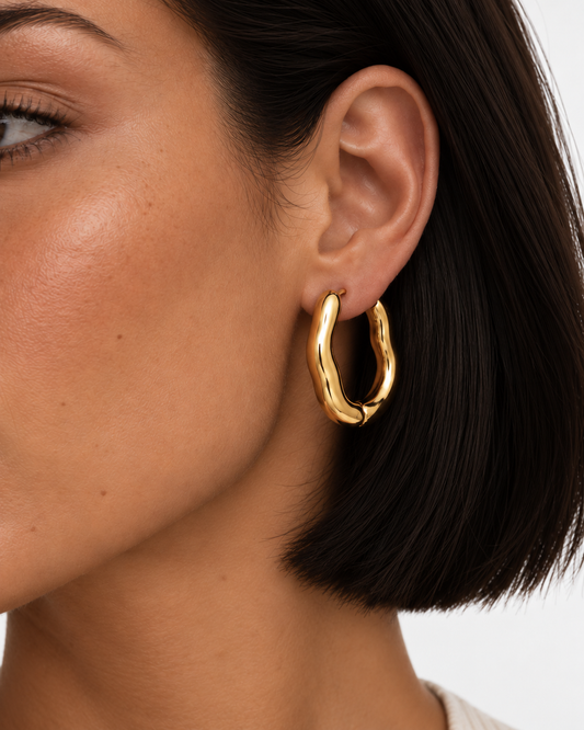 Large Sculpted Hoops | 18K Gold