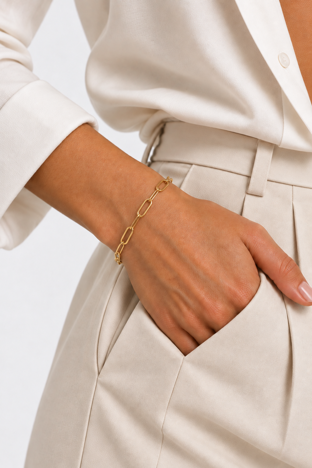 Paperclip Chain Bracelet | 18K Gold