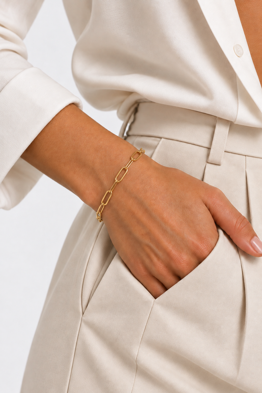 Paperclip Chain Bracelet | 18K Gold