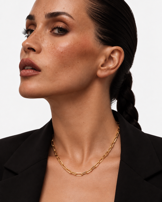 Paperclip Chain Necklace | 18K Gold