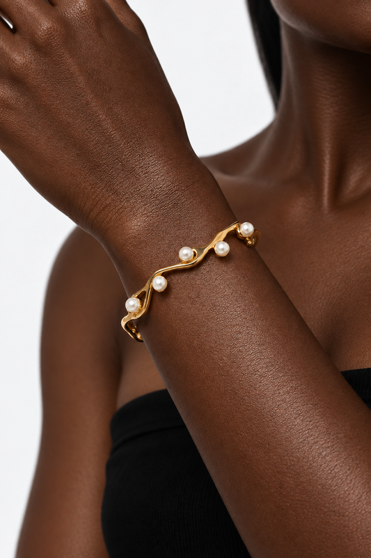 Pearl Cuff Bracelet | 18K Gold