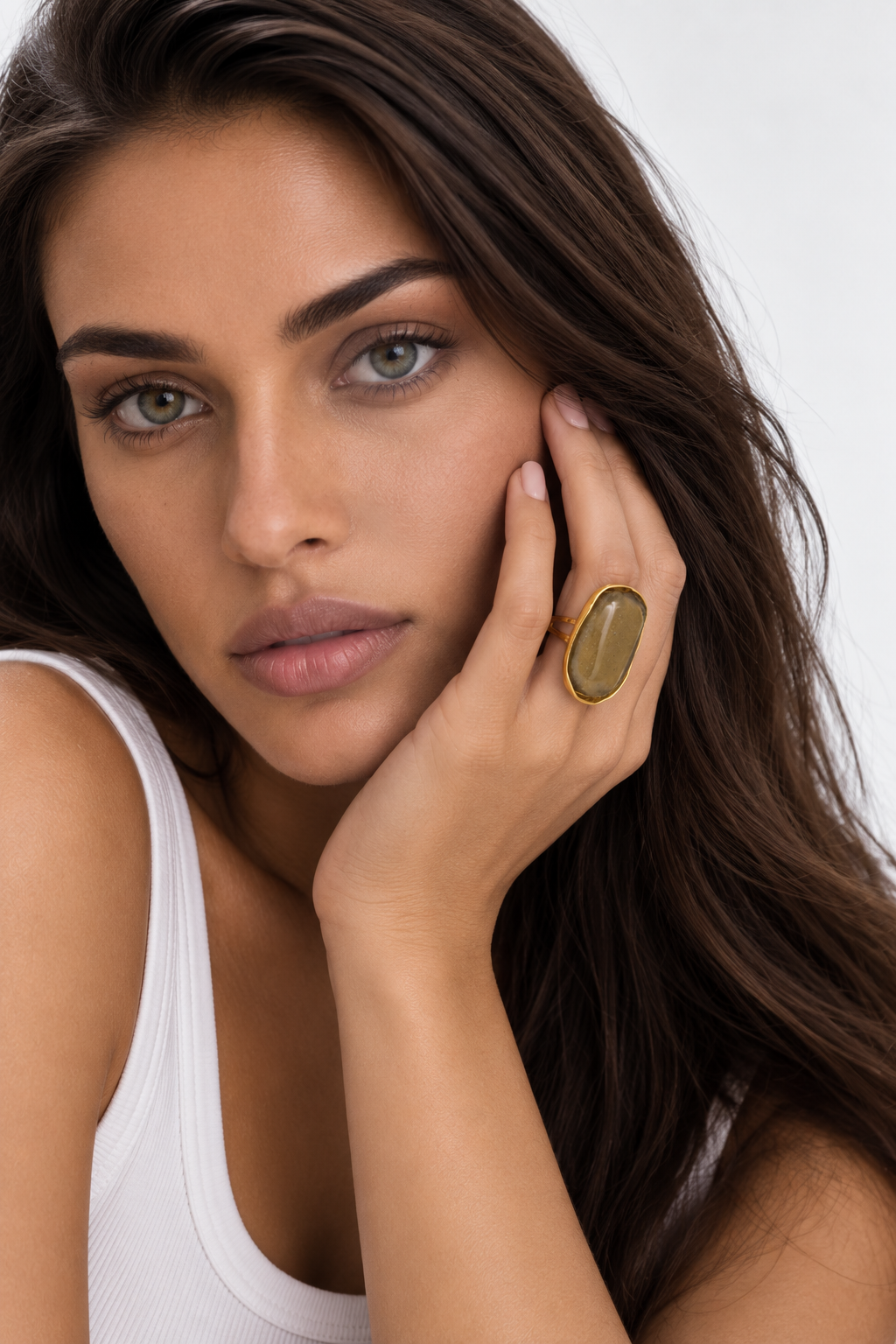 Sculpted Glass Ring | 18K Gold