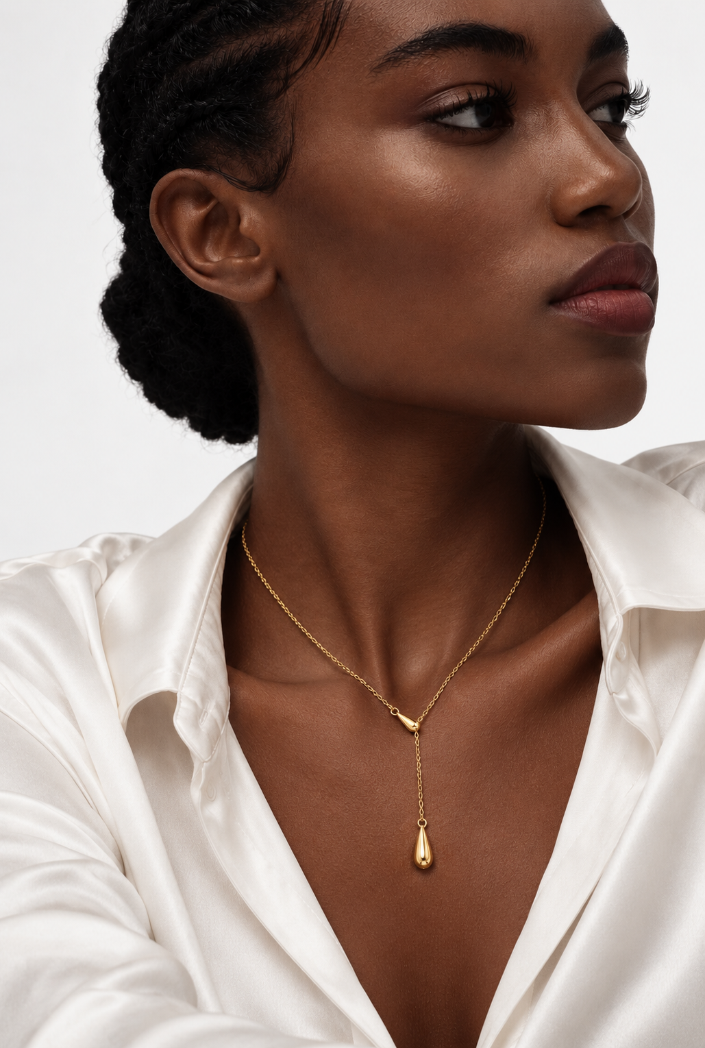 Teardrop Lariat Necklace | 18K Gold