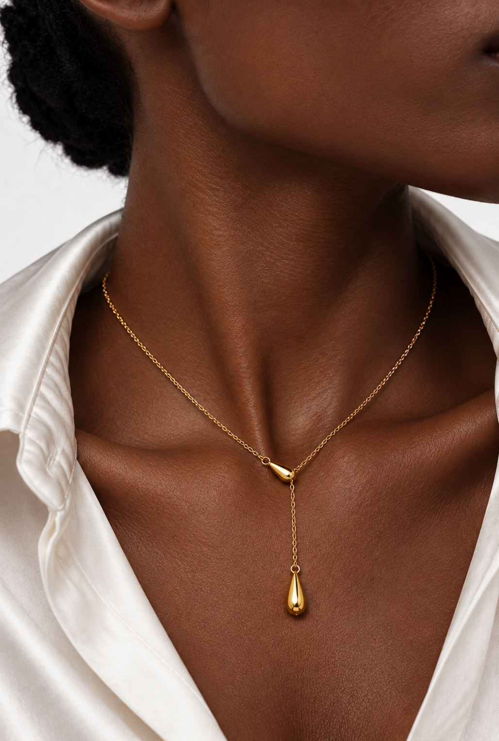 Teardrop Lariat Necklace | 18K Gold