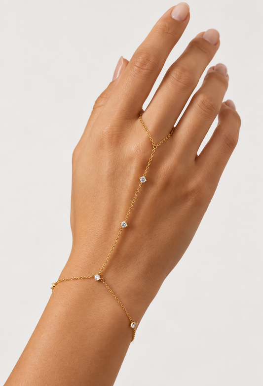 Zirconia Hand Chain | 18K Gold